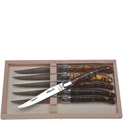 Laguiole Tortoise Steak Knife Set - Set of 6