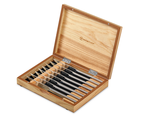 Wusthof 8 Piece Stainless Mignon Steak Knives In Olivewood Presentation Chest