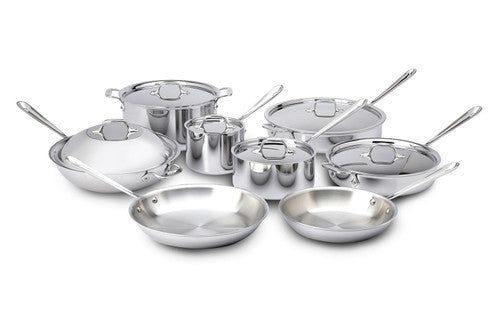 All-Clad D3 Stainless 14 Piece Cookware Set with Pour Lips