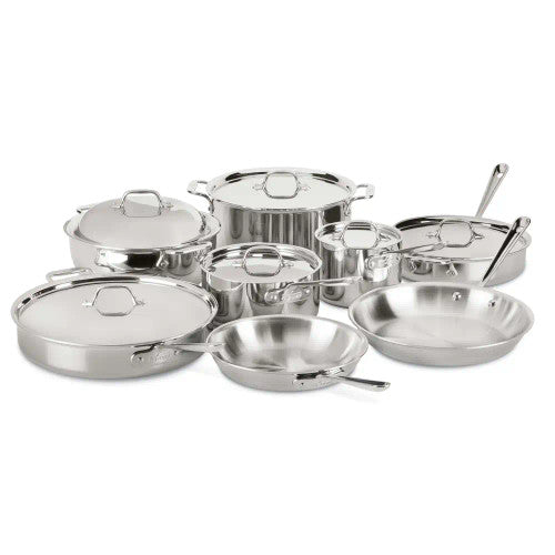 All-Clad D3 Stainless 10 Piece Cookware Set with Pour Lips