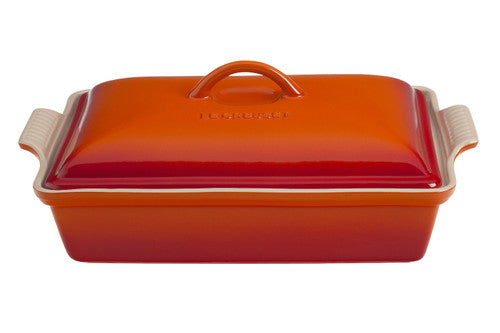 Le Creuset Stoneware Heritage 4 Quart Covered Rectangular Casserole - Flame