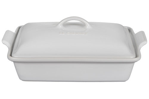 Le Creuset Stoneware Heritage 4 Quart Covered Rectangular Casserole - White