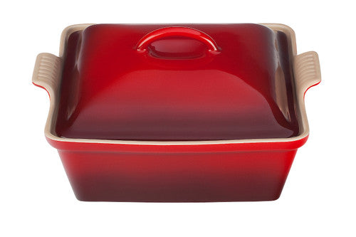 Le Creuset Stoneware Heritage 2.25 Quart Covered Square Casserole - Cerise