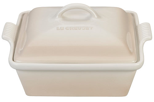 Le Creuset Stoneware Heritage 2.25 Quart Covered Square Casserole -Meringue