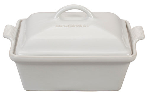 Le Creuset Stoneware Heritage 2.25 Quart Covered Square Casserole -White