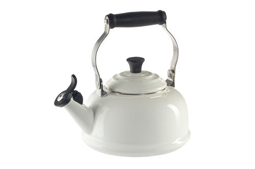 Le Creuset Enamel on Steel 1.7 Quart Whistling Tea Kettle with Phenolic Knob - White