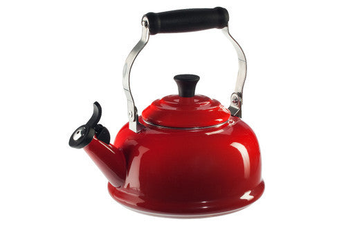 Le Creuset Enamel on Steel 1.7 Quart Whistling Tea Kettle with Phenolic Knob - Cerise