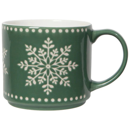 Now Designs Good Tidings Green Snowflake Stacking Mug