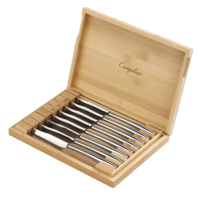 Cangshan Rain II Series 8-Piece Forged Steak Knife Set with Bamboo Storage Box
