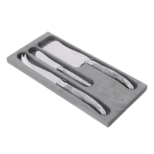 Jean Dubost 3-Piece Cheese Set in Box - “Marble” Acrylic Handles
