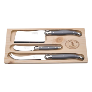 Jean Dubost 3-Piece Cheese Set in Box - Gray Handles