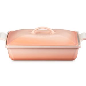 Le Creuset Stoneware Heritage 4 Quart Covered Rectangular Casserole - Peche