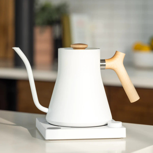 Stagg EKG Electric Kettle Matte White with Maple Accents - 0.9 Liters