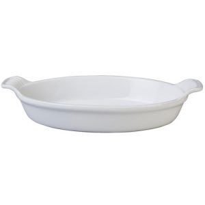 Le Creuset Stoneware Heritage 1 Quart Oval Au Gratin - White