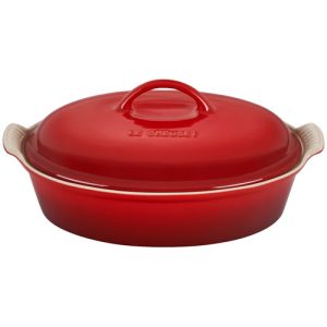 Le Creuset Stoneware Heritage 4 Quart Covered Oval Casserole - Cerise