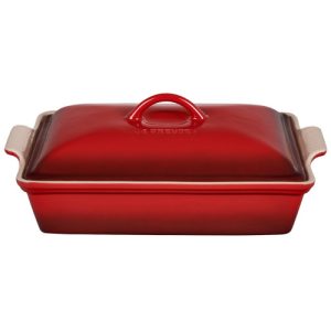 Le Creuset Stoneware Heritage 4 Quart Covered Rectangular Casserole - Cerise