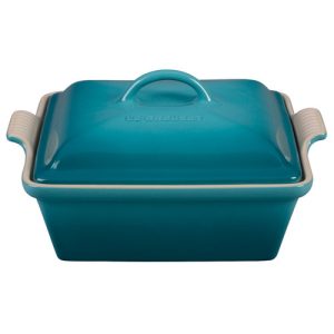 Le Creuset Stoneware Heritage 2.25 Quart Covered Square Casserole - Caribbean