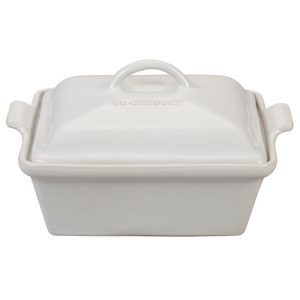 Le Creuset Stoneware Heritage 2.25 Quart Covered Square Casserole -White
