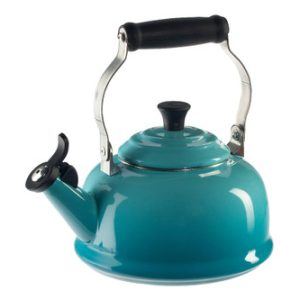 Le Creuset Enamel on Steel 1.7 Quart Whistling Tea Kettle with Phenolic Knob - Caribbean