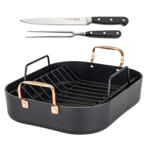 Viking Roaster 3 Ply 16X13 Copper with 2 Piece Carving Set