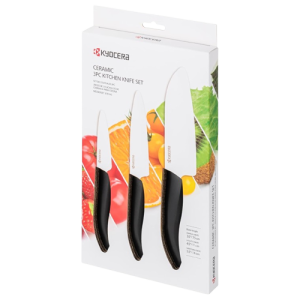 KYOCERA Revolution 3 Piece Ceramic Knife Set with Ultra Sharp Japanese Blades