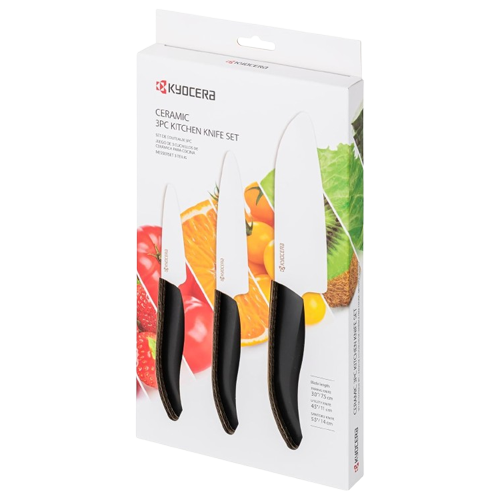 KYOCERA Revolution 3 Piece Ceramic Knife Set with Ultra Sharp Japanese Blades